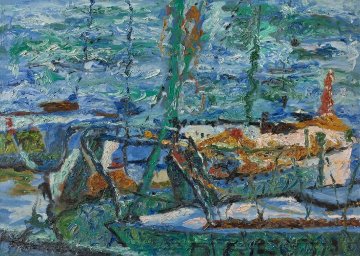 Yachts 2010 37x51 Original Painting - Robert Nizamov Yachts 2010 37x51 Original Painting - Robert Nizamov