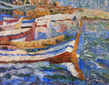 Boats 2010 40x52 Huge Original Painting - Robert Nizamov