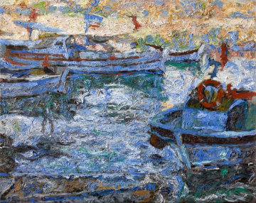 Boats 2010 42x52 Original Painting - Robert Nizamov Boats 2010 42x52 Original Painting - Robert Nizamov