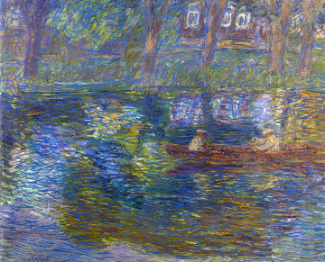 Small River 1999 33x39 Original Painting - Robert Nizamov