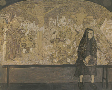 Old Woman 1997 39x47 Super Huge Original Painting - Robert Nizamov Old Woman 1997 39x47 Super Huge Original Painting - Robert Nizamov
