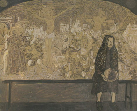 Old Woman 1997 40x48 - Huge Original Painting - Robert Nizamov