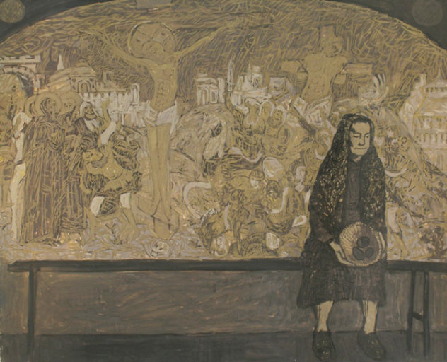 Old Woman 1997 40x48 - Huge Original Painting by Robert Nizamov