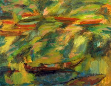 River 1999 27x36 Original Painting - Robert Nizamov