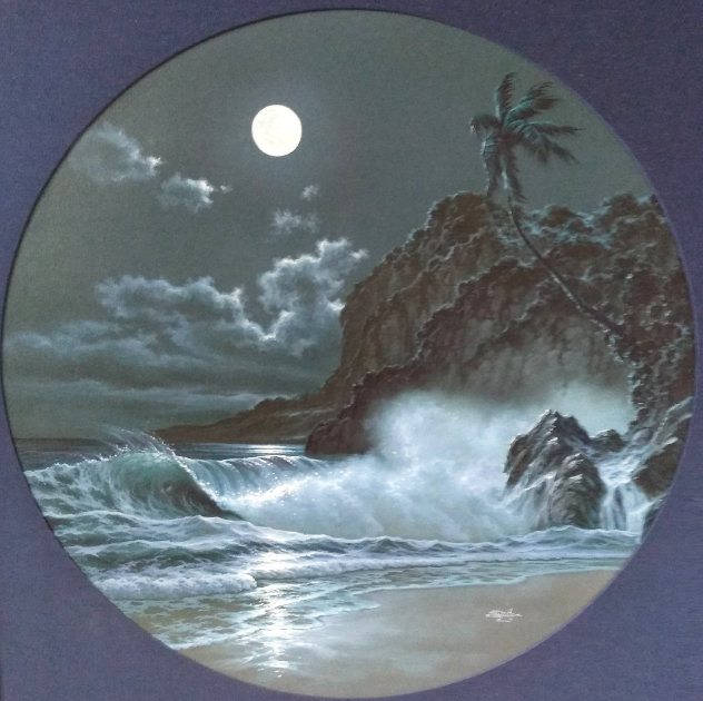 Hawaii Moonrise 40x40  Huge - Koa Frame Original Painting by  Noelito