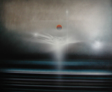 Untitled Painting on Aluminum 1985 - 36x60 Huge Original Painting - Andreas Nottebohm