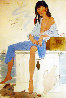 Girl Sitting Watercolor 1972 47x35 Huge Watercolor by Philippe Noyer - 0