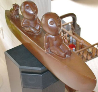 Little Boat with Dog Bronze Sculpture 2000 Sculpture - Odile Kinart Little Boat with Dog Bronze Sculpture 2000 Sculpture - Odile Kinart