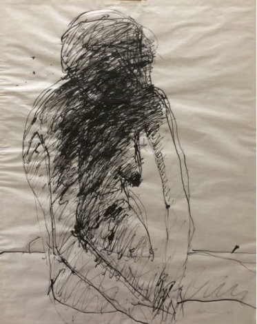 Abstract Nude Drawing 1970 24x19 Works on Paper (not prints) - Nathan Oliveira