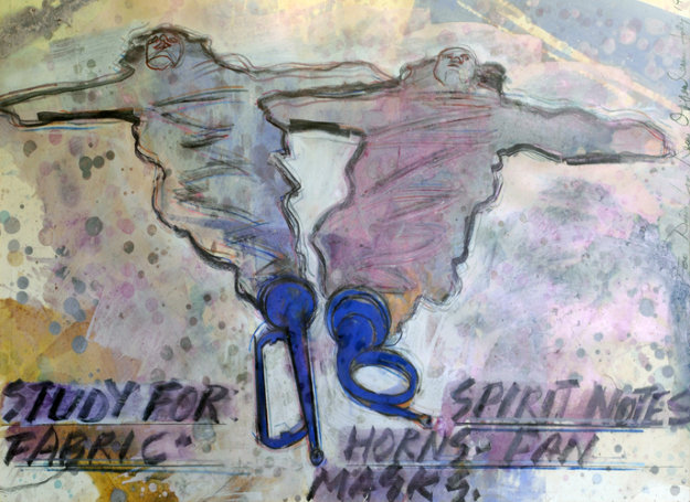 Study for Spirit Notes 1992 40x27 Watercolor by Dennis Oppenheim Study for Spirit Notes 1992 40x27 Watercolor by Dennis Oppenheim