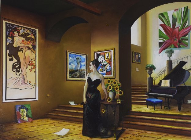 Madame X 45x57 Original Painting - Orlando Quevedo