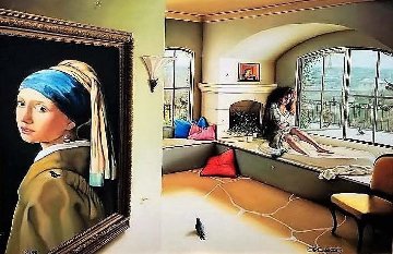 Girl And Vermeer 1999 Limited Edition Print - Orlando Quevedo Girl And Vermeer 1999 Limited Edition Print - Orlando Quevedo
