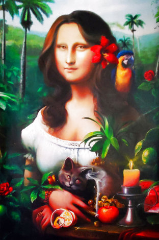 Mona Lisa of Mine 2017 39x31 Original Painting - Orlando Quevedo