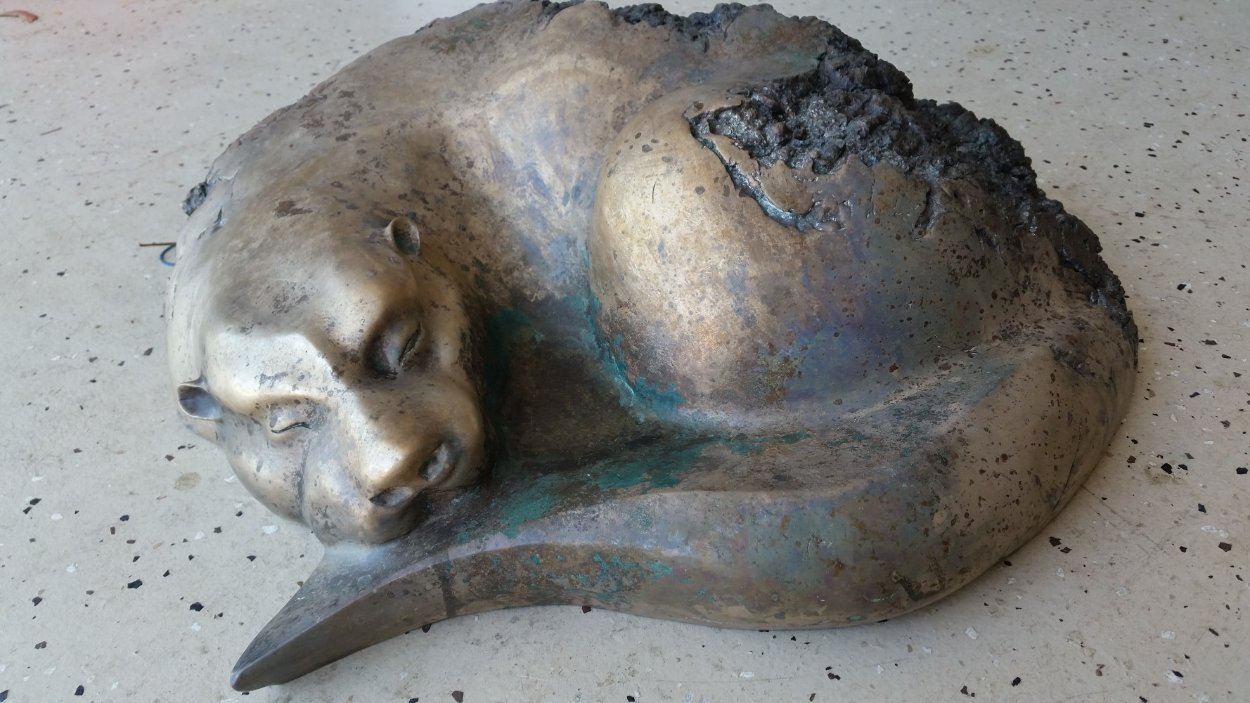 River Siesta - Quiet Otter Bronze Sculpture 24 in Sculpture by Leo E. Osborne River Siesta - Quiet Otter Bronze Sculpture 24 in Sculpture by Leo E. Osborne