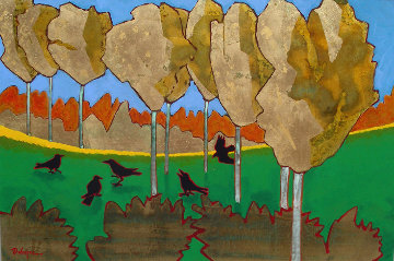 Meeting At Aspen Grove 24x36 Original Painting - Leo E. Osborne Meeting At Aspen Grove 24x36 Original Painting - Leo E. Osborne