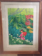 Girl in Pink Dress Picking White Flower  1988 Limited Edition Print by Trinidad Osorio - 1