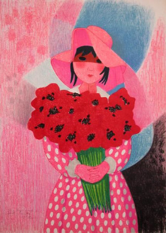 Girl With Flowers Limited Edition Print - Trinidad Osorio
