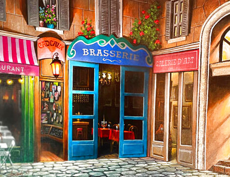 Brasserie 1999 29x37 - France Original Painting - Arkady Ostritsky