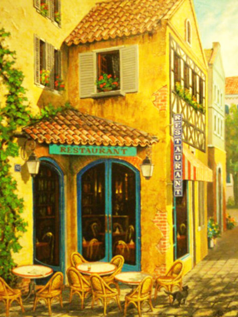 Restaurant Anonyme 1998 36x28 Original Painting by Arkady Ostritsky