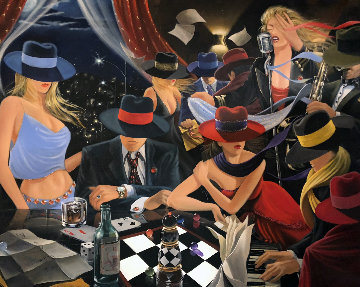 Party 2005 52x60 Huge Original Painting - Victor Ostrovsky