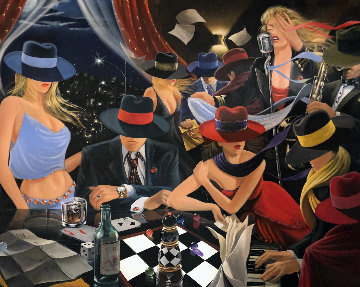 Party 2005 52x60 Super Huge Original Painting - Victor Ostrovsky Party 2005 52x60 Super Huge Original Painting - Victor Ostrovsky