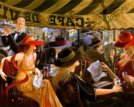 Cafe De Ville - Huge - Paris, France #1 in Edition Limited Edition Print - Victor Ostrovsky