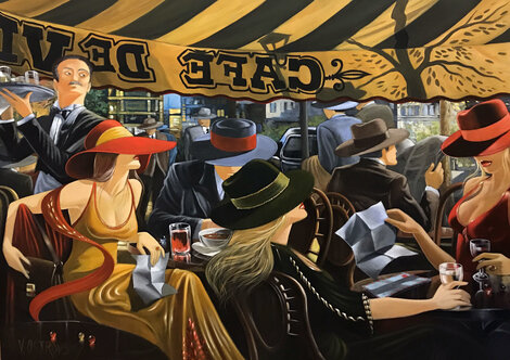 Cafe de Ville - Huge - Paris, France - Huge 40x48 Limited Edition Print - Victor Ostrovsky