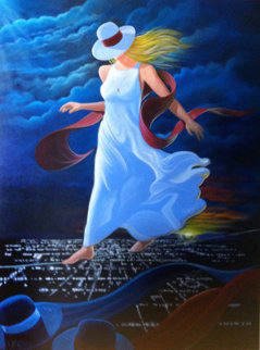 Night Walker 1997 48x46 Original Painting - Victor Ostrovsky Night Walker 1997 48x46 Original Painting - Victor Ostrovsky