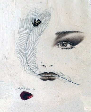 Eyes 1995 20x23 Original Painting - Hisashi Otsuka