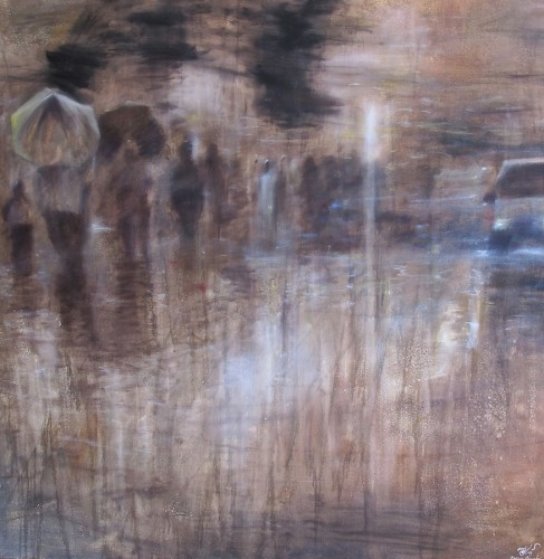 Streets of Bangkok VIII 2012 47x47 Original Painting by Ouaichai Streets of Bangkok VIII 2012 47x47 Original Painting by Ouaichai