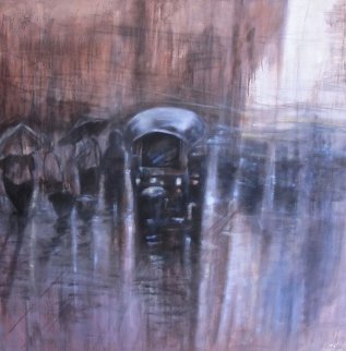 Streets of Bangkok VII 2012 47x47 Original Painting - Ouaichai Streets of Bangkok VII 2012 47x47 Original Painting - Ouaichai