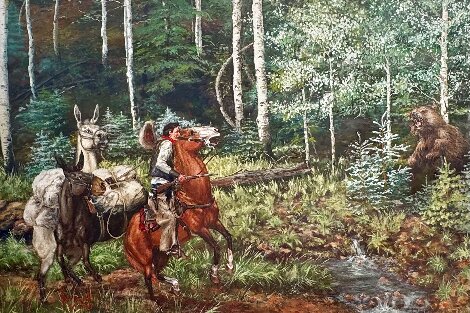 Untitled Western Scene 1967 33x41 - Huge Original Painting - Bill Owen