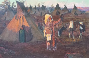 Work of Big Medicine 1971 32x44 Original Painting - Bill Owen Work of Big Medicine 1971 32x44 Original Painting - Bill Owen