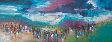 Night Coming 1980 32x80 Huge Original Painting - Pablo Antonio Milan Night Coming 1980 32x80 Huge Original Painting - Pablo Antonio Milan