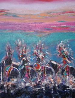 Turquoise Sunset 1998 40x30 Super Huge Original Painting - Pablo Antonio Milan Turquoise Sunset 1998 40x30 Super Huge Original Painting - Pablo Antonio Milan