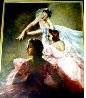 Three Ballerinas 1940 37x31 - Early Original Painting by Pal Fried - 2
