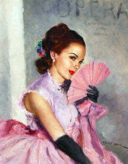 Lady in Front of the Opera 31x37 Original Painting - Pal Fried Lady in Front of the Opera 31x37 Original Painting - Pal Fried