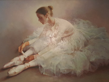 Untitled Dancer Tying Slipper 2000 38x48 Original Painting - Stephen Pan Untitled Dancer Tying Slipper 2000 38x48 Original Painting - Stephen Pan