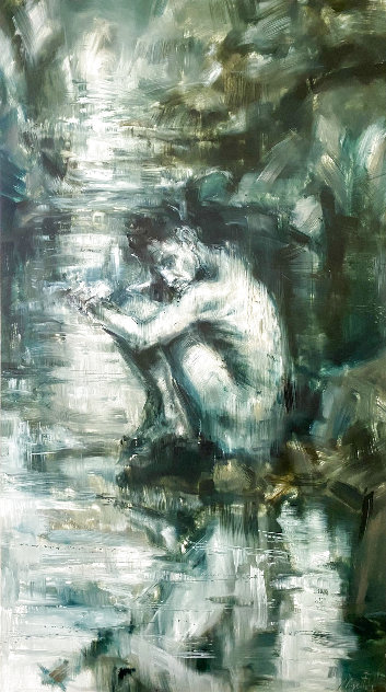 Rifleso, 2001, Oil, 72x40 Huge Original Painting by Alessandro Papetti