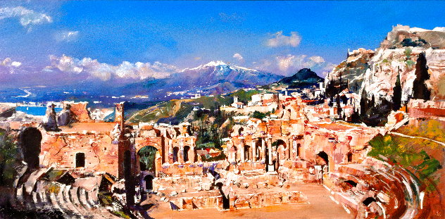 Taormina 2016 26x46 - Sicily, Italy Original Painting by Gabor Papp