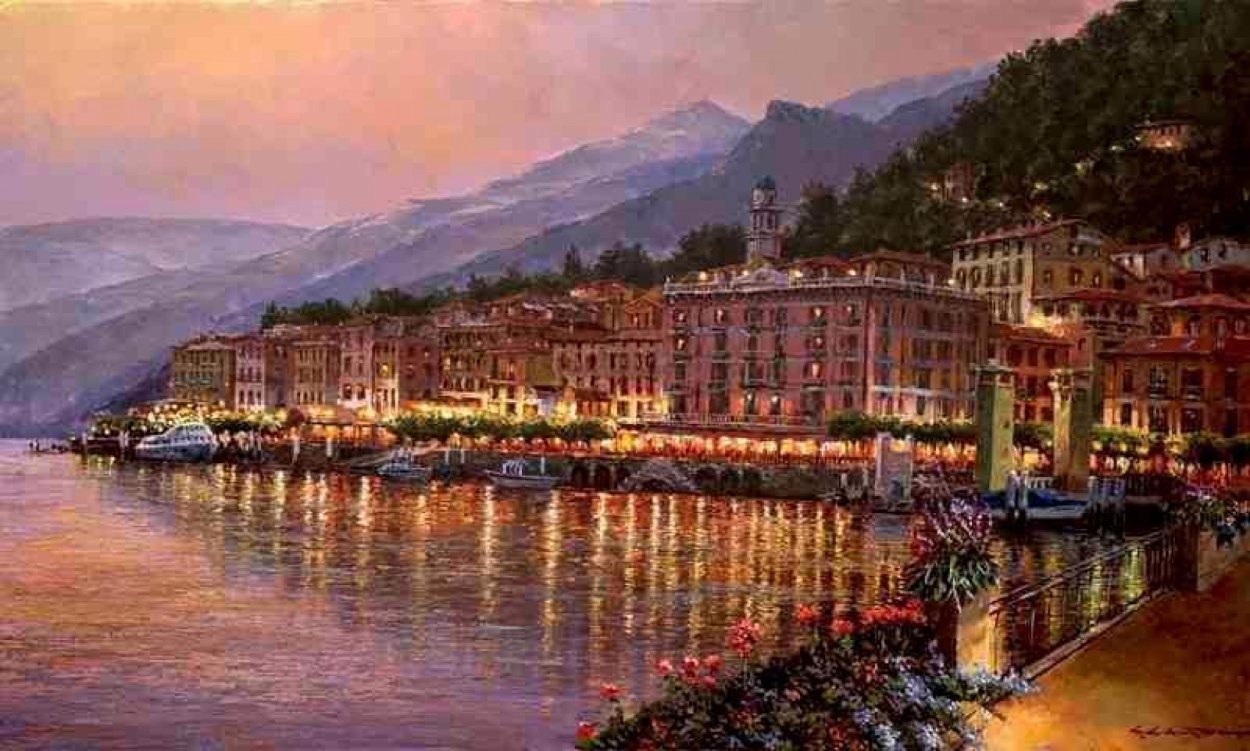 Bellagio Twilight Lake Como Embellished 2010 Limited Edition Print by Sam Park Bellagio Twilight Lake Como Embellished 2010 Limited Edition Print by Sam Park