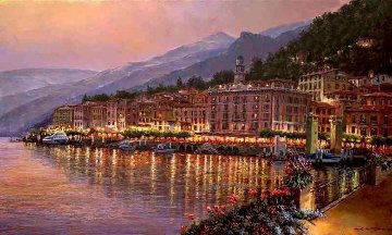 Bellagio Twilight Lake Como Embellished 2010 Limited Edition Print - Sam Park Bellagio Twilight Lake Como Embellished 2010 Limited Edition Print - Sam Park