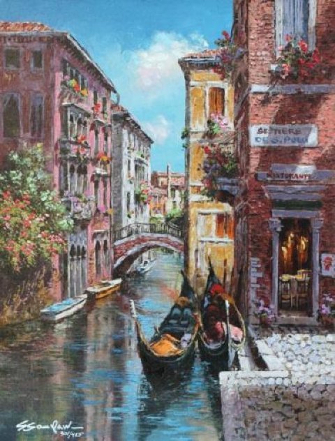 Gondolas on the Canal 2010 Limited Edition Print by Sam Park