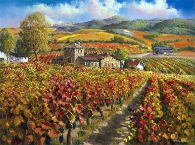 Red Vineyards Napa Valley 2010 Embellished - California Limited Edition Print by Sam Park