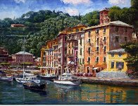 Dockside At Portofino 2010 Embellished Limited Edition Print by Sam Park - 1 Dockside At Portofino 2010 Embellished Limited Edition Print by Sam Park - 1