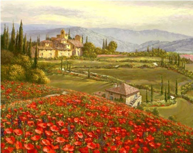 Tuscany Red Poppies 2010 Embellished Limited Edition Print by Sam Park Tuscany Red Poppies 2010 Embellished Limited Edition Print by Sam Park