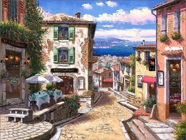 Rendezvous in Nice Embellished 2008 - France Limited Edition Print by Sam Park
