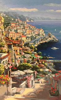 Howard Behrens Bellagio Promenade Coastal City Europe Landscape Canvas 24x32