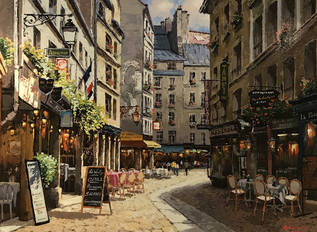 Parisian Cafe 2001 Embellished - Huge - France Limited Edition Print by Sam Park