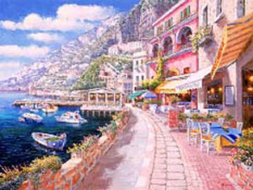 Dockside At Amalfi 2009 Embellished Limited Edition Print - Sam Park Dockside At Amalfi 2009 Embellished Limited Edition Print - Sam Park